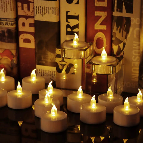 Battery Operated LED Tea Lights Set Of 100 Flameless Tealights With Warm Yellow Glow For Weddings Parties And Home Decor