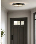 Low Profile Modern LED Ceiling Light 14-Inch, Semi Flush Mount, 24W Dimmable 3000K Warm White, installed in hallway