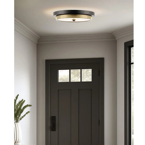 Low Profile Modern LED Ceiling Light 14-Inch, Semi Flush Mount, 24W Dimmable 3000K Warm White, installed in hallway