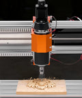 Level Up Your Shop With This Rock Solid 500W Spindle Cnc Router Machine Featuring Precision 3 Axis Wood Engraving And Effortless Acrylic Cutting For Real Deal Makers, close-up of spindle engraving wood.