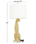 Leopard Polystone Table Lamps Set of 2 in Gold Finish, 29 Inch Tall Dope Glam Living Room Accent Lamps with white linen shades