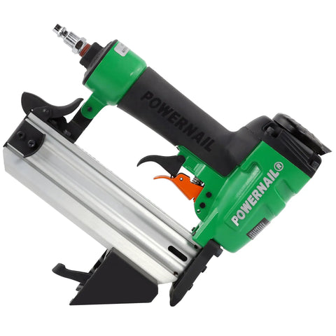 Slick 20 Gauge Pneumatic L Cleat Flooring Nailer Kit For Snapping Down Engineered And Hardwood Planks with aluminum body and ergonomic grip.