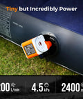 Ultra Portable Mini Air Pump For Inflatables With 2400mAh Battery connected to air mattress nozzle