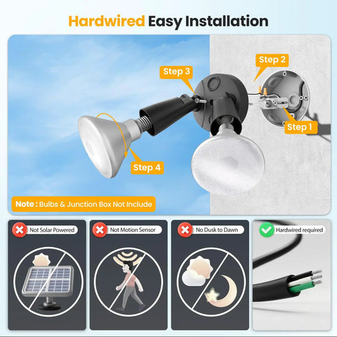 2 Pack Adjustable Twin Par Outdoor Flood Light Fixture Max 300W Security Lighting With Switch Control For Garage Driveway Porch Gives Hella Bright Coverage And Rock Solid Installation