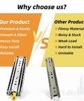 Beefy Locking Heavy Duty Drawer Slides With Full Extension Ball Bearing Rails Side Mount Tool Box Runners 210 Lb Capacity 60 Inch vs competitors