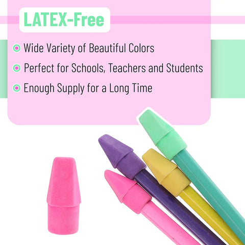Dope Colorful Pencil Top Erasers Set 120 Latex-Free Cap Tops That Fit All Standard Pencils Erases Cleanly And Reduces Smudging