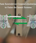 DIY Sliding Screen Door Roller Kit adjustment guide with measurement details for nylon wheels on patio insect screens.