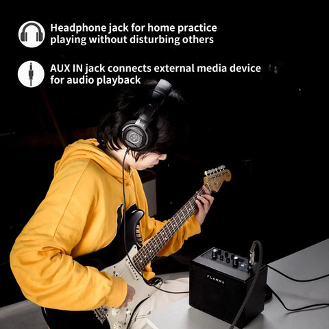 Guitarist using 5 Watt Electric Guitar Amplifier Combo With Bluetooth And Headphone Output, 7 Preamp Models, Built In Modulation