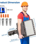 Beefy LED Parking Lot Light Outdoor 240W Shoebox Flood Light 30000LM 5000K ETL Listed IP65 Dusk To Dawn with dimensions shown