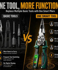 All In One 4-In-1 Wire Stripping And Testing Pliers With Built-In LCD Voltage Tester, foldable green pliers with LCD screen for wire stripping, crimping and cutting