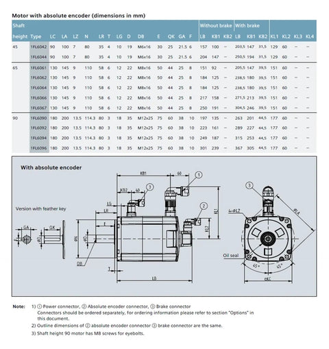 CHUNYE 3.5KW servo motor with brake and encoder, driver schematic with dimensions and connectors.