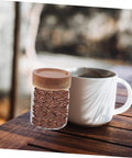 Set Of Three Airtight Glass Coffee Bean Storage Jars With Secure Screw Tops To Keep Your Loose Tea And Spice Stash Locked Down Space Saving Kitchen Pantry Canisters Gonna Love These with wood lid and coffee cup.