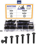 No Sweat Top Shelf 61 Piece 1/4-20 Full Thread Hex Socket Cap Screw Assortment Kit With 304 Stainless Steel Black Oxide Finish And Included Wrench For Quick Repairs in a clear organizer.