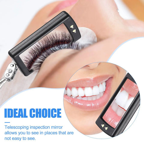 Telescoping LED Lighted Inspection Mirror Set, Flexible Handle 4 Pack for checking eyelashes and teeth, tight spaces view