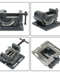 Badass 3 Inch Cradle Style Bench Vice Featuring A Slick Tilting Jaw And Adjustable Angle Pivot For Heavy Duty Workshop Grinding And Metal Fabrication Projects, showing multiple angles and features.