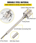 Heavy-Duty Concrete Hole Saw Kit With SDS Plus And SDS Max Shanks, 10-Piece Set close-up showing components and labels