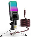Condenser Microphone With RGB Lighting For Gaming And Streaming, Plug And Play 3.5mm XLR, Works With PC Laptop Audio Interface And Mixer