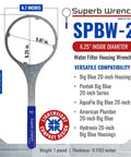 Heavy Duty Metal Water Filter Wrench For Big Blue Housings 6.25 Inch Inside Diameter Built Tough With Non Slip Grip For Pro Techs