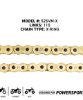 Drive Sprocket And Chain Combo for Suzuki GSXR600 16T Front 45T Rear 525VM X Ring Chain 110 Links Fits 2001 to 2005 Street Bike