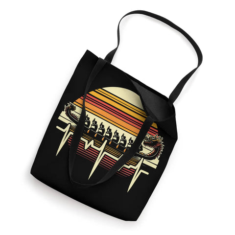 Dragon Boat Paddler Tote Bag For Dragonboating Enthusiasts Unisex Gear with stylized sunset and paddler design