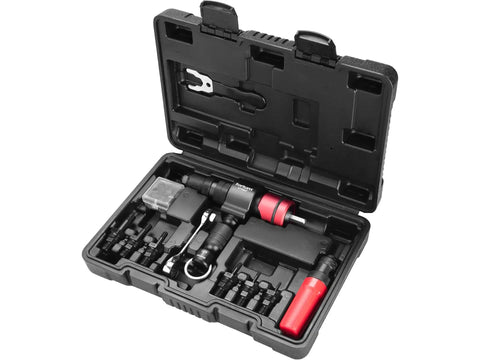 2-In-1 Rivet Attachment For Blind Rivets And Rivet Nuts With T-Handle in black case, drill tool set