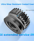 Close-up of wear-resistant gear from DXC Extruder Upgrade Kit for K1 Series with smart filament break detection and dual gear feeding.