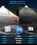 Comparison of 240W Outdoor Flood Light Beast Bright 36000LM 5000K Daylight IP66 Waterproof with another floodlight.