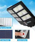 600W Solar Street Light Outdoor Waterproof Security Light with Motion Sensor Dusk To Dawn 6500K Cool White LED Beads