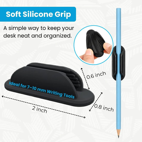 Adhesive Pencil Holder Kit Ten Pack For Desk And Wall Clipboard Silicone Pen Organizer size dimensions placement example