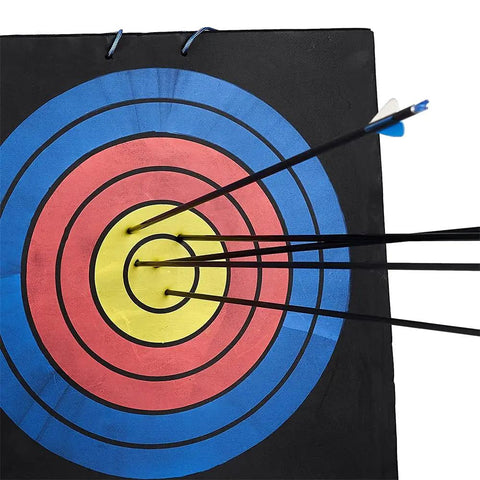Portable Backyard Archery Target 50x50x5 CM High Density EVA Foam Layered Target with arrows penetrating bullseye