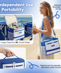 Heavy Duty Beach Wagon With 9 Inch Sand Proof Wheels And 300L Capacity Foldable Cart With Cooler Adjustable Handle And Balloon Tires