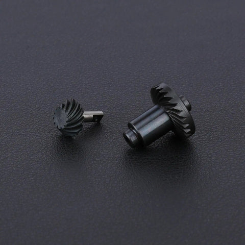 HobbyPlus CR18P Overdrive Helical Gear Set 24T and 12T for 1/18 Scale RC Crawlers on black surface