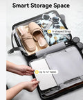 Open view of Underseat Carry On Luggage With Spinner Wheels Polycarbonate Hard Shell 17.5 By 12 By 8 Inches Airline Approved 23 Liters