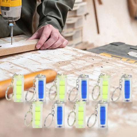 Green and Blue for acrylic Square for spirit Level Bubble Inclinometer, 10-piece set with keychain, 40mm x 15mm size.