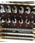 Pro Grade Beast Keyway Cutting Tool Kit 21 Piece Puller Set In High Speed Steel HSS in wooden case with tool sizes displayed