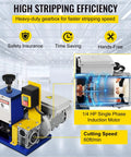 Automatic Electric Wire Stripping Machine 0.05 Inch To 0.98 Inch Portable Aluminum Alloy Wire Stripper Tool For Scrap Copper Recycling Dark Blue Durable Heavy Duty Workhorse, showing internal induction motor and efficiency features