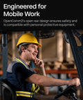 Worker wearing Open Ear Bone Conduction Headset For Work Calls And Meetings Wireless Bluetooth Headphones With Noise Canceling Microphone And Mute Button