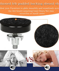Cushioned felt pad top view on M6 threaded furniture foot leveler with T-nuts shown, part of 12 Piece M6 Thread Furniture Feet Levelers.