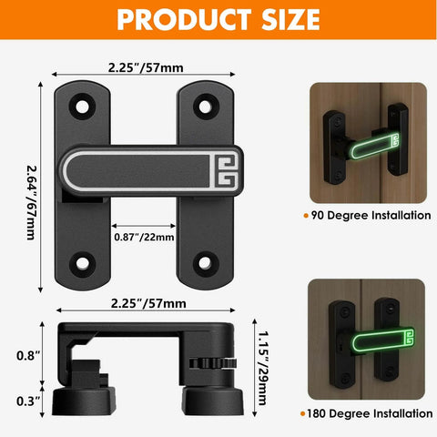 Adjustable Barn Door Latch For Self Aligning Sliding Doors With Height Tuning From 0 To 7 Millimeters Zinc Alloy Black Finish