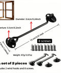 Heavy Duty 6 Inch Hook And Eye Locks 2 Pack Rock Solid Stainless Steel Barn Door Latch with mounting screws and dimensions shown.