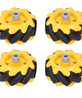 Omnidirectional Mecanum Wheel Kit For DIY Robotics Projects, 48mm Wheels Pack, Two Pairs shown in close-up view.