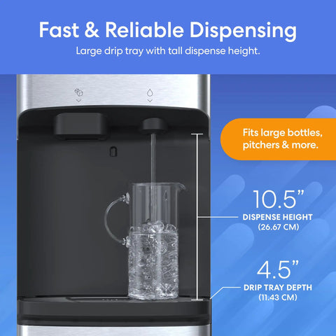 Water Dispenser For 5 Gallon Bottle With Nugget Ice Maker Hot And Cold Water UV Self Cleaning LED Touch Display shown in use