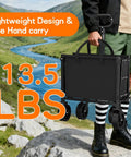 Extra Long 35 Inch Folding Wagon With Wheels, Heavy Duty Collapsible Utility Cart lightweight design, being carried by person