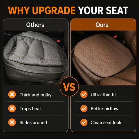 Comparison of Stylish Leather Car Seat Cushion For Mini Roadster And Countryman featuring breathable perforated surface.