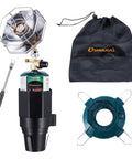 6800 BTU Propane Golf Cart Heater 2 In 1 Outdoor Heater With Cup Holder Mount And Cylinder Base For Tent Camping Fishing And Cold Weather Golfing For Weekend Warriors Outdoors, showing components and storage bag.