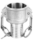 Heavy Duty 304 Stainless Steel Camlock Fitting For A Snappy Quick Hook Up 1.5 Inch Hose Coupling and cam lock pipe connector