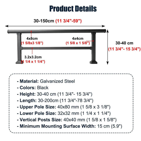Top Shelf Weatherproof Aluminum Rooftop Deck Railing Kit Easily Raises Low Parapet Walls For Extra Family Privacy And Outdoor Security With Smooth Horizontal Fence Extensions dimensions with measurements and material.