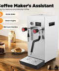 Straight Up Commercial Milk Frother And Automatic Steam Boiler With Led Digital Display 2.1 Gallon Dual Tank Espresso Maker Built Tough For Hustle Ready Cafe Crews on a counter.