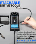 Pro Grade 60W Digital Soldering Station Kit With Two Handy Helping Hands Six Extra Tips Lead Free Solder Sucker Stainless Tweezers Celsius Fahrenheit Conversion Auto Sleep And Calibration Support showing detachable tools