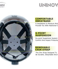 Construction Hard Hat With Six Point Adjustable Suspension ANSI Z89.1 Type I Class C White ABS Safety Helmet interior view